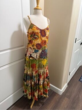 Bohemian Patchwork Floral Maxi Dress in Multicolor